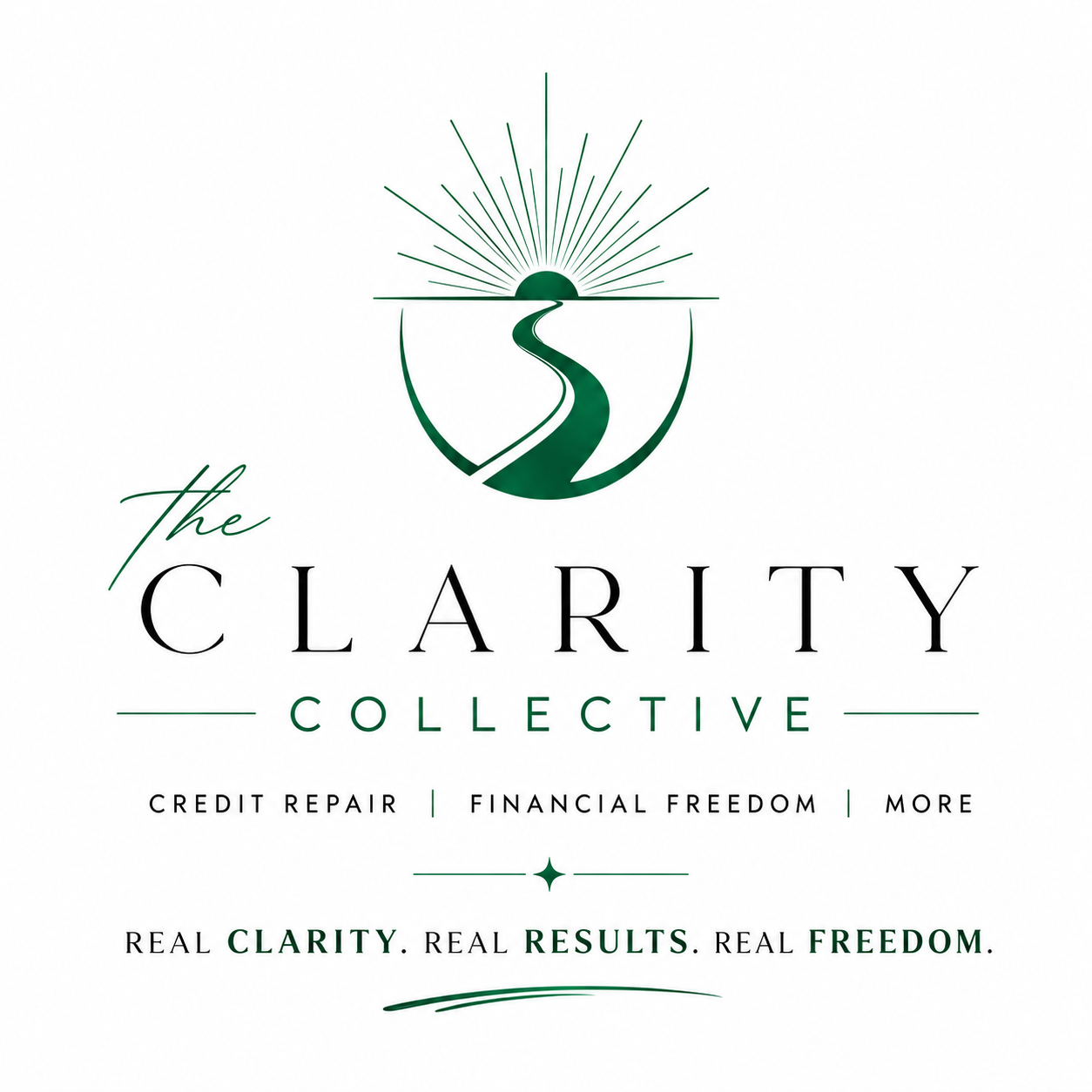 The Clarity Collective — emerald sun and path logo